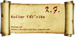 Koller Füzike névjegykártya